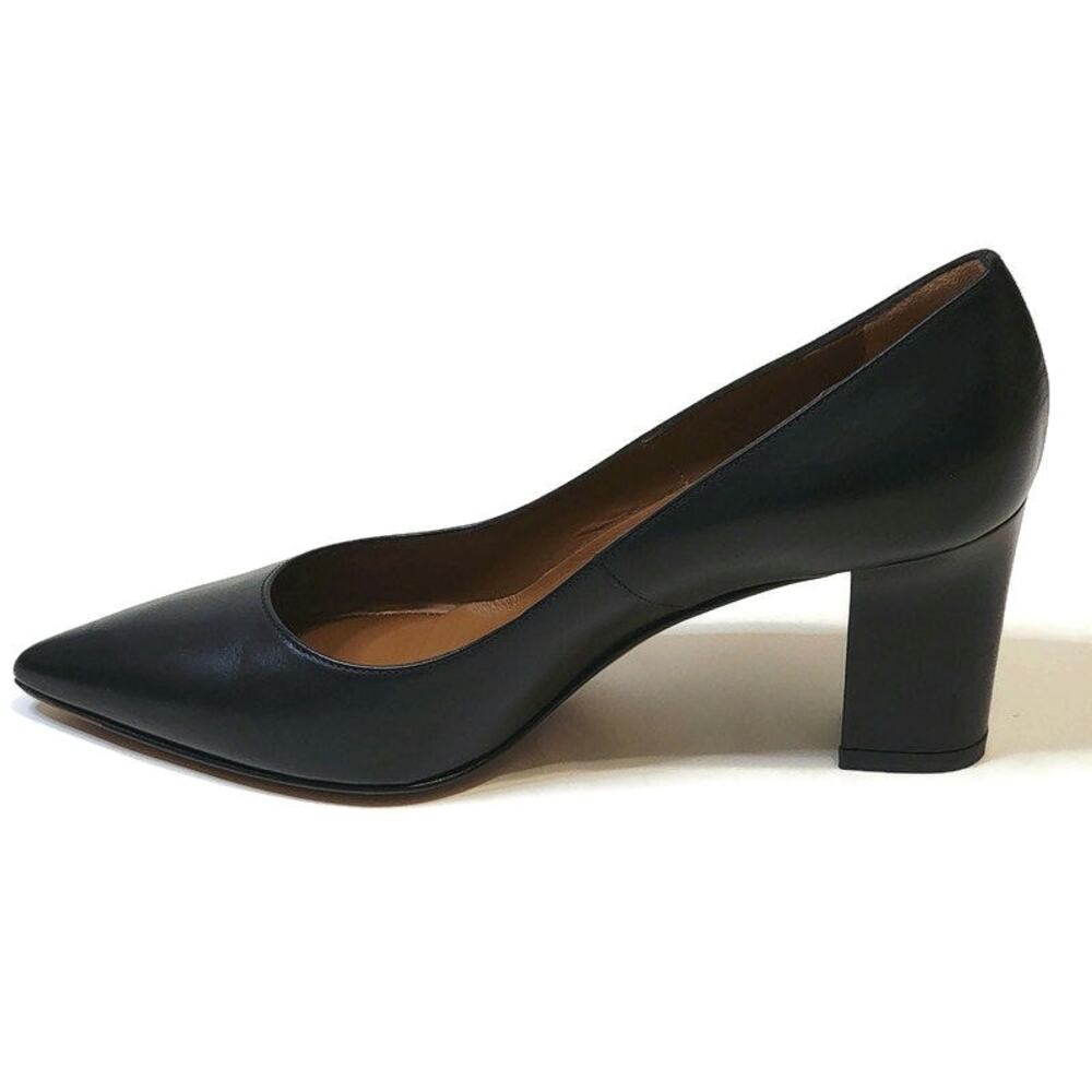 Aquatalia Peony Black Leather Pointed Toe Pumps Made in Italy Size 7 - Picture 2 of 15
